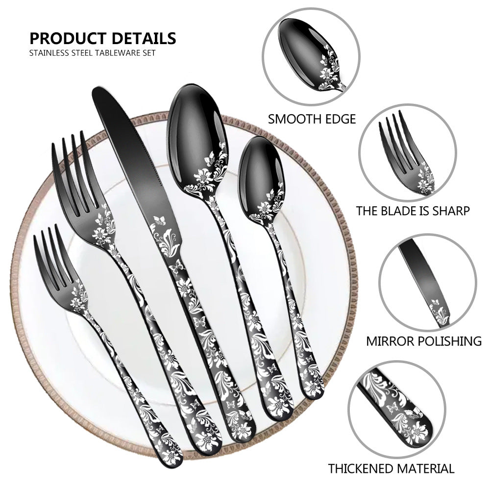 Wholesale Patterned Stainless Steel Tableware Sets